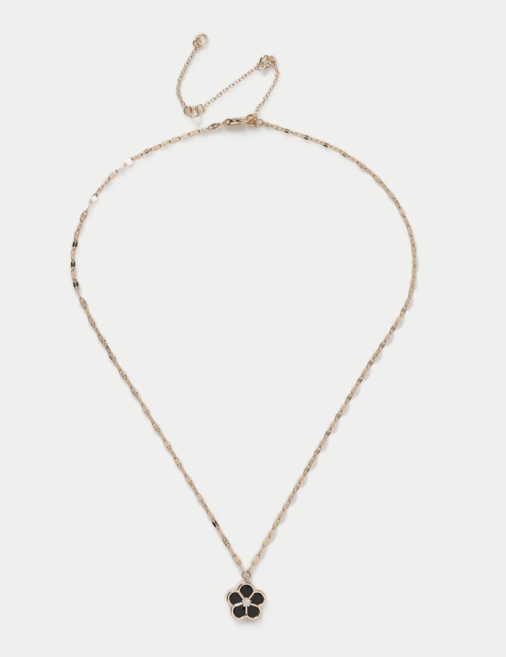 M&S Black Enamel Flower Necklace Black