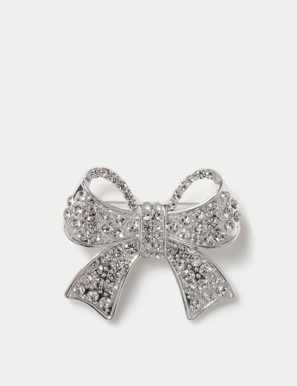 M&S Silver Tone Christmas Bow Brooch Silver