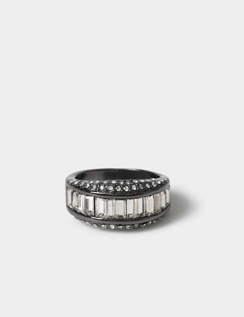 M&S Baguette Glass Ring Silver