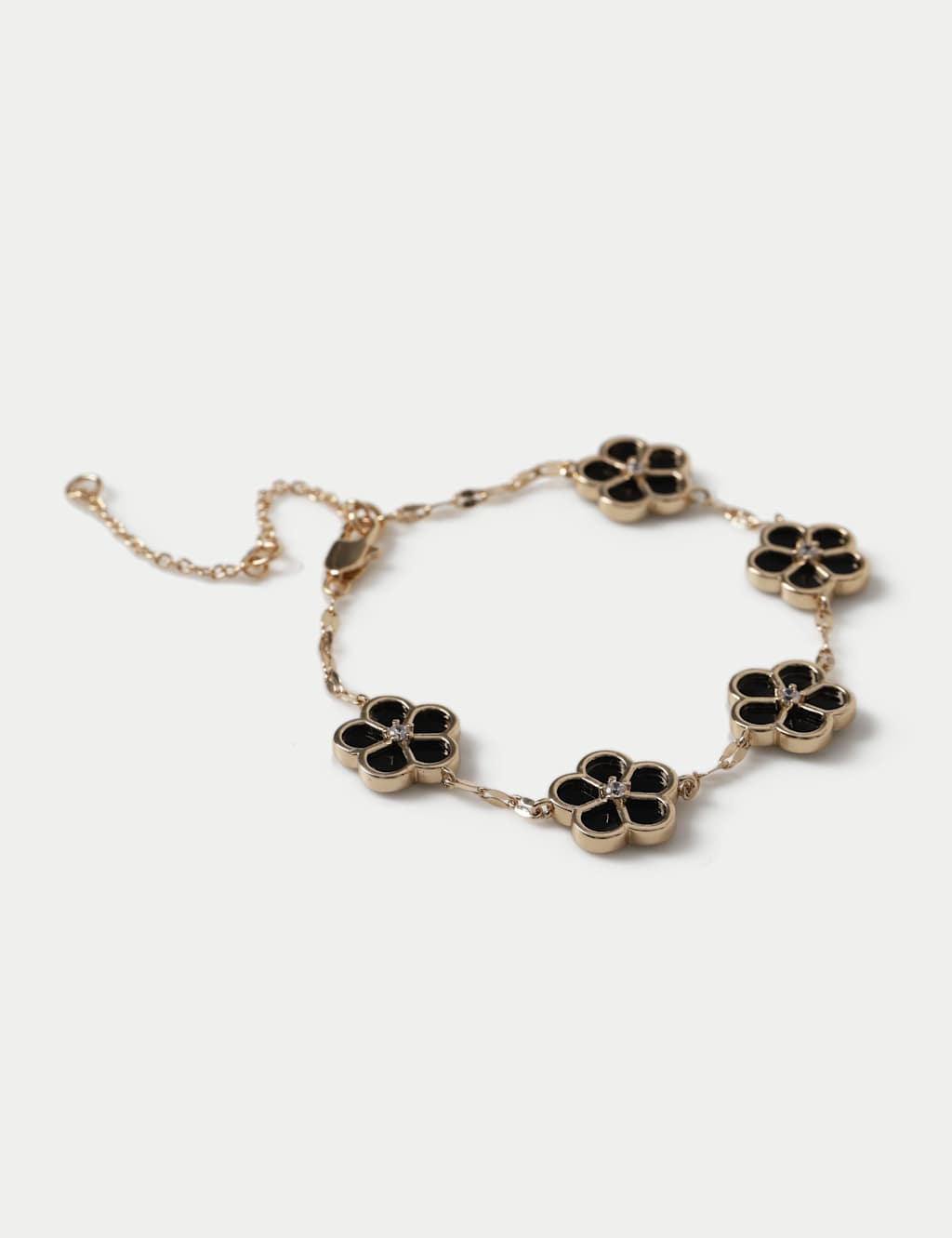 M&S Black Enamel Flower Bracelet Black