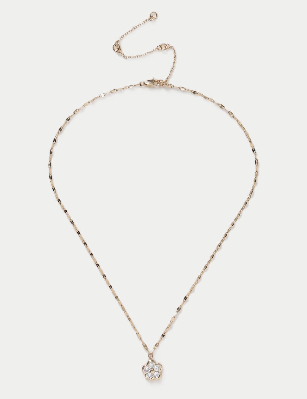 M&S Cubic Zirconia Flower Necklace Gold