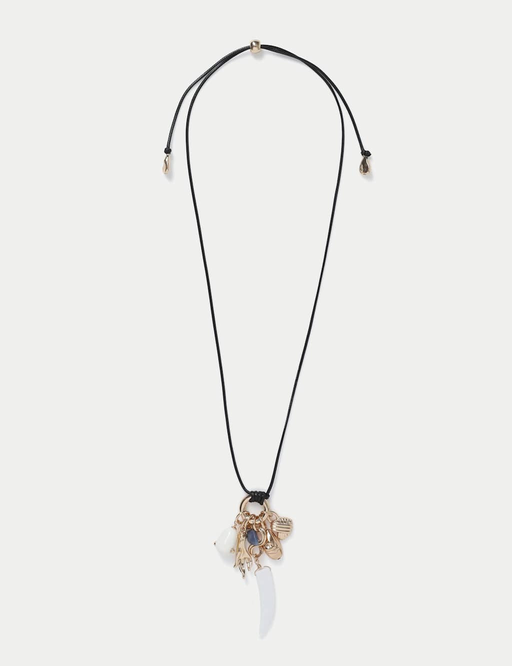 M&S Tusk Cluster Pendant Necklace Gold