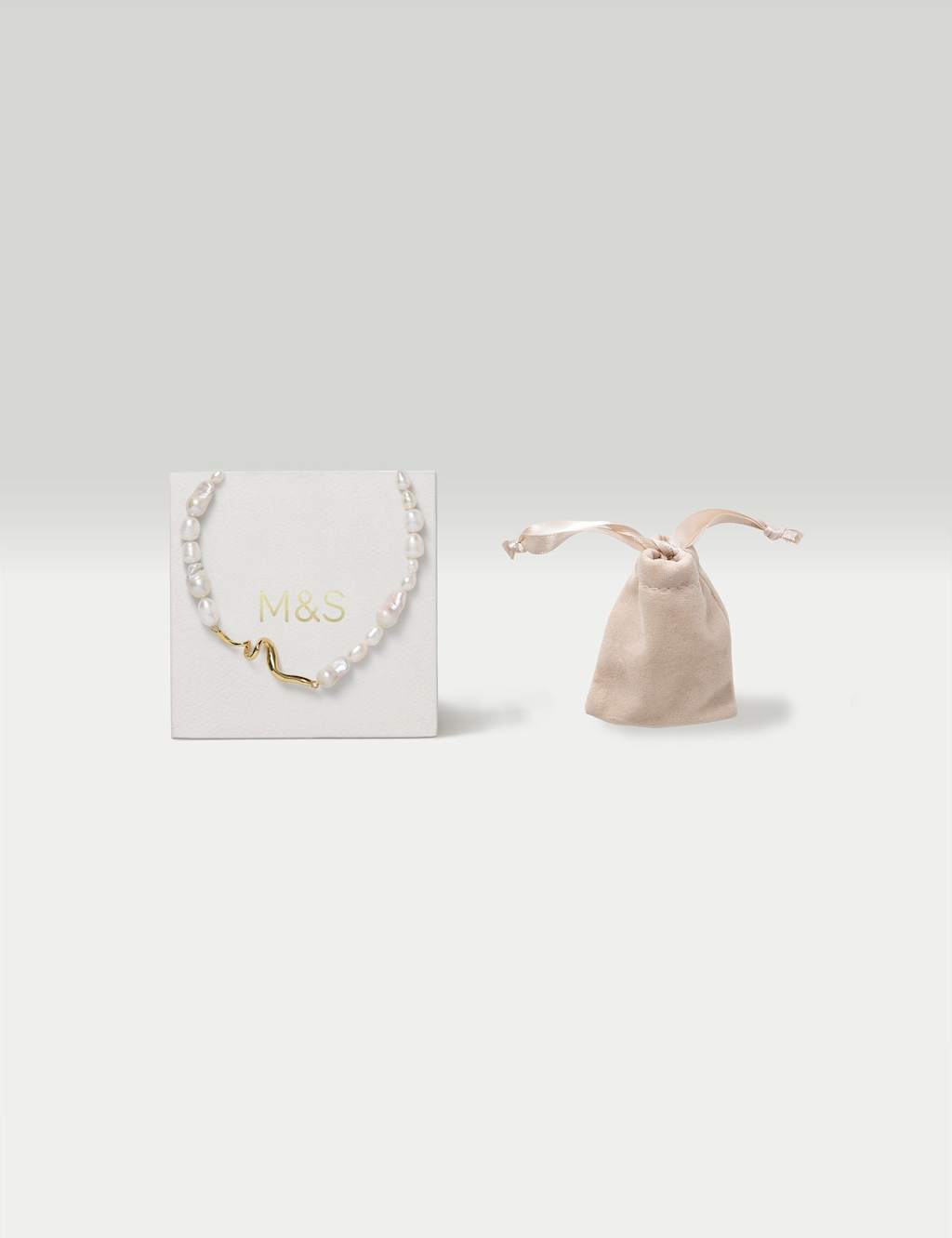 M&S Women's 18k Gold Plated Twist Necklace - Cream