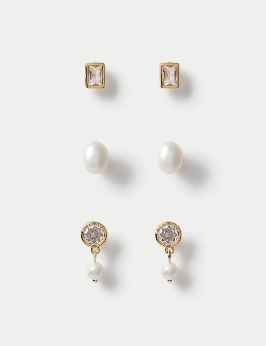 M&S Women's 18k Gold Plated Pearl Earrings Set