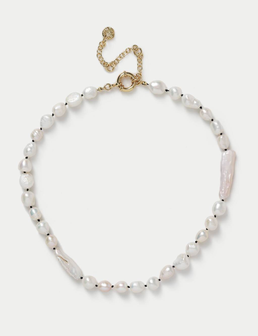 Autograph Women's 18ct Gold Plated Pearl Knot Necklace - White