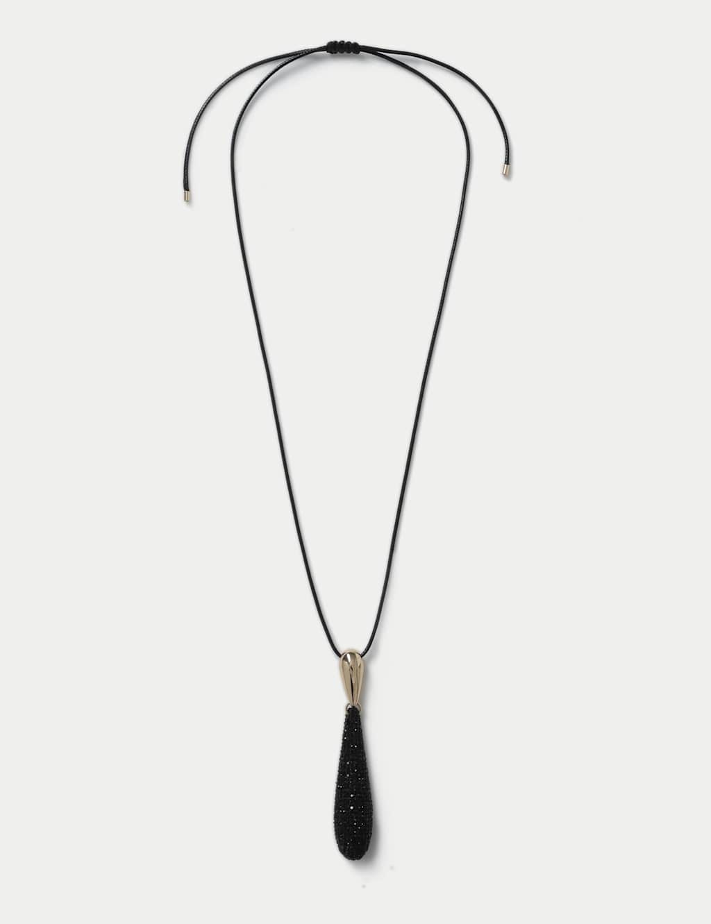 M&S Embellished Pendant Cord Necklace Black