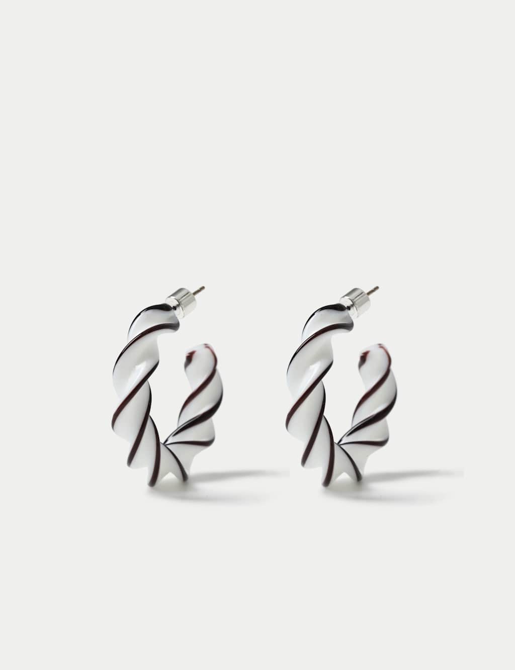 Women's Glass Twist Hoop Earrings - White - Available at M&S