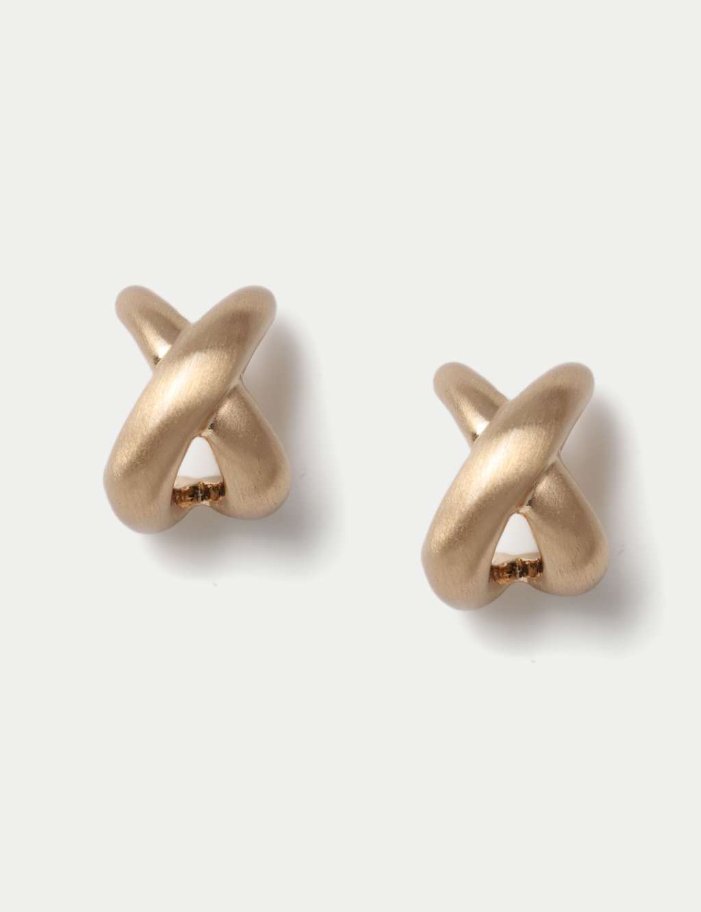 M&S Brushed Mini Cross Stud Earrings Gold