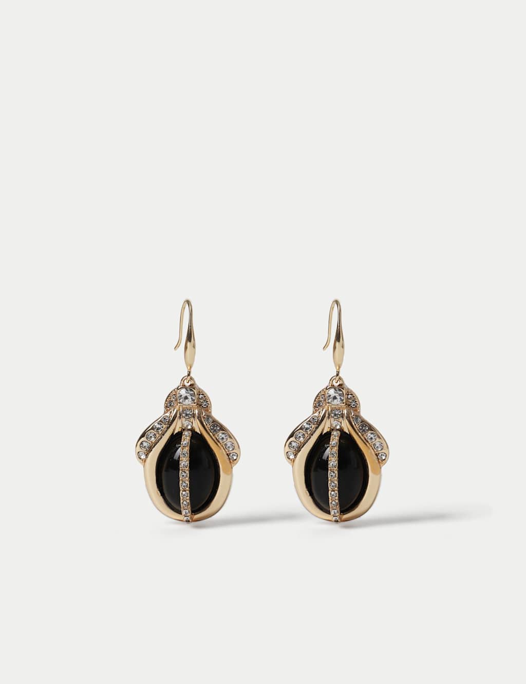 M&S Petal Drop Earrings Black
