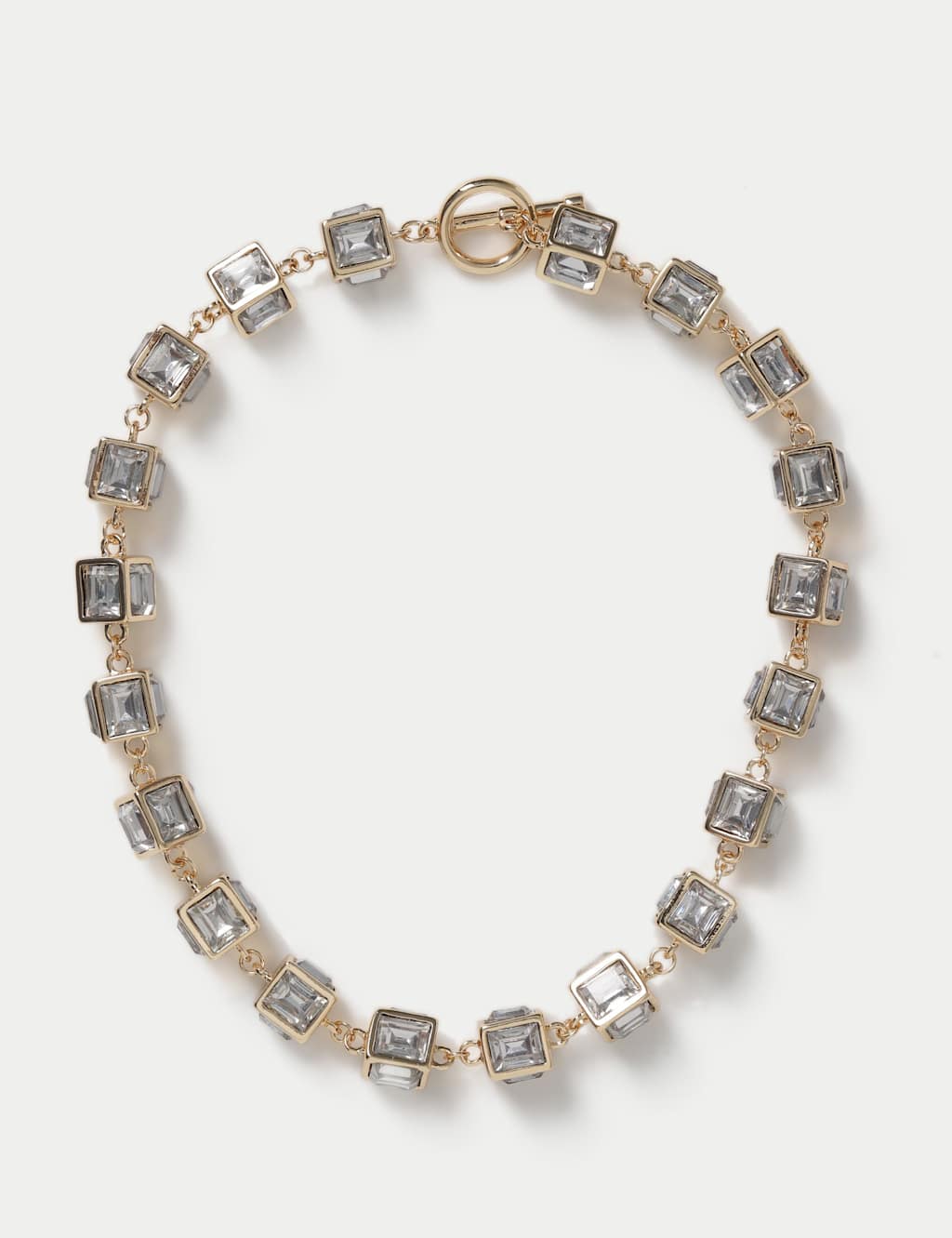 M&S Square Resin Glass Collar Necklace Gold