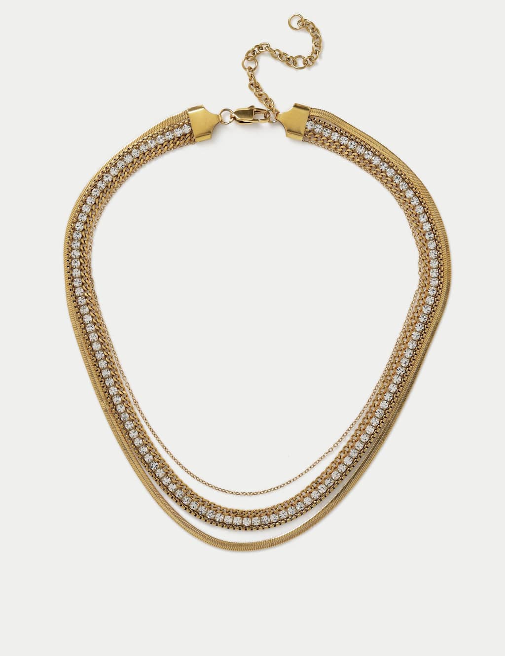 M&S Autograph Multi Row Chain Necklace Gold
