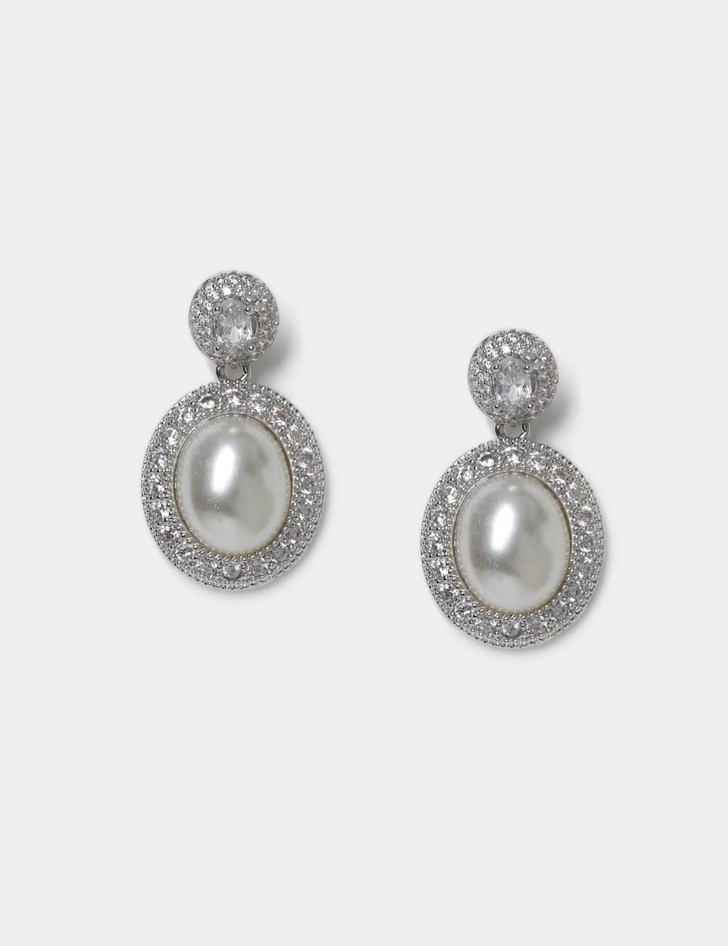 M&S Cubic Zirconia Pearl Earrings Silver