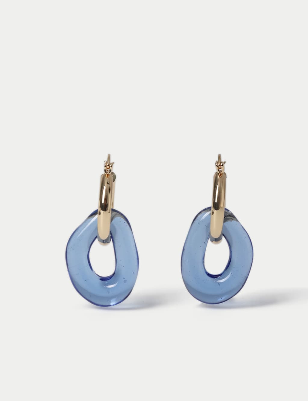 M&S Women's Glass Double Drop Earrings - Blue Mix