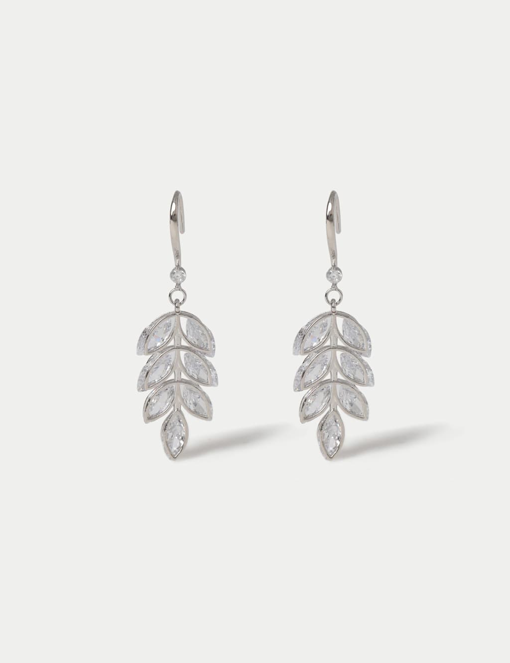 M&S Women's Cubic Zirconia Leaf Earrings - Silver