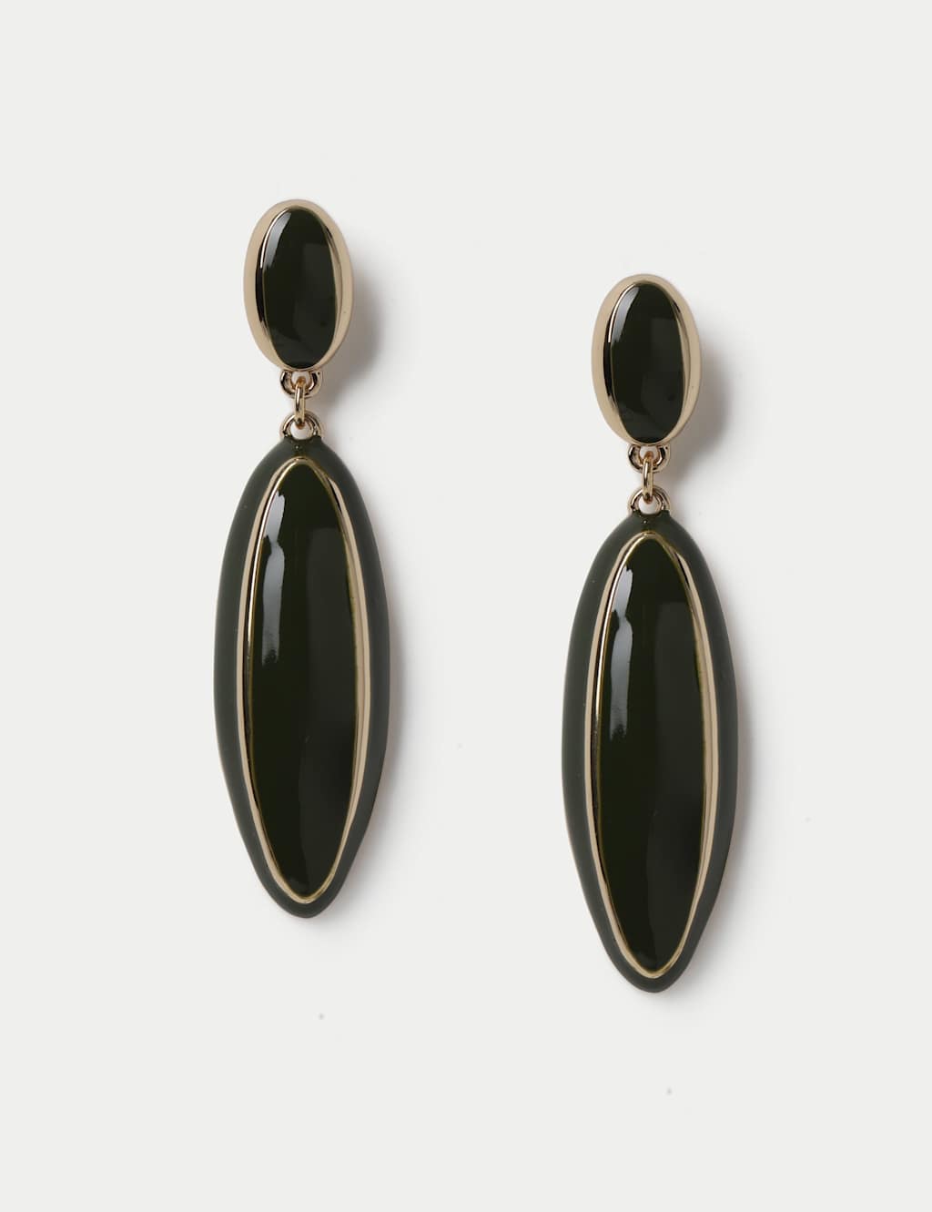 M&S Women's Enamel Drop Earrings - Green