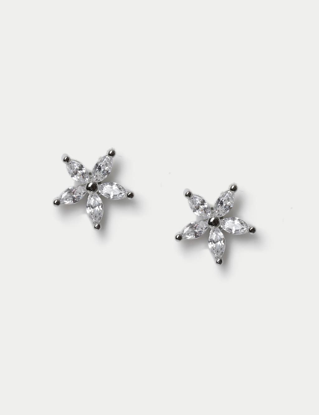 M&S Platinum Cubic Zirconia Flower Earrings Silver