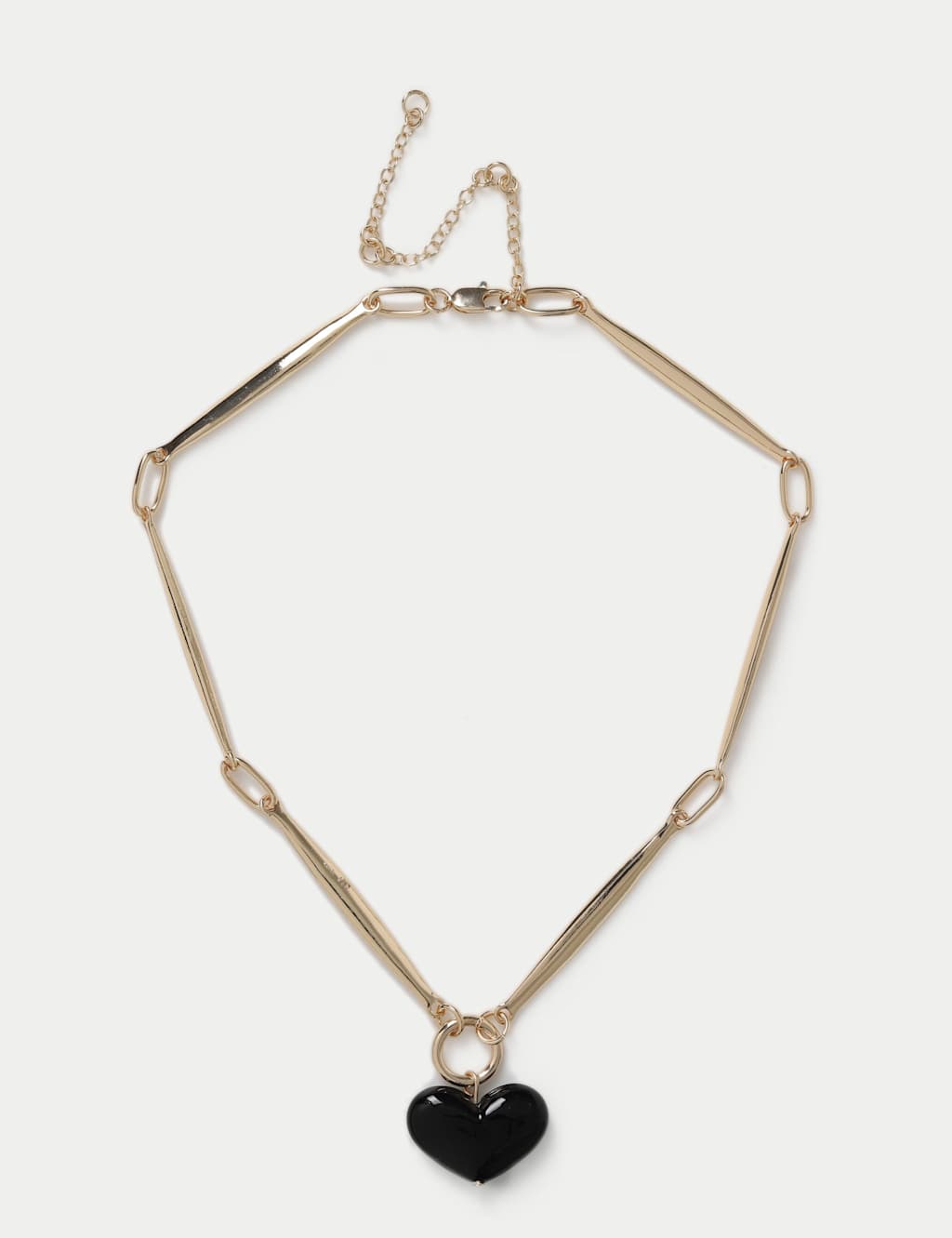 M&S Heart Pendant Necklace Black