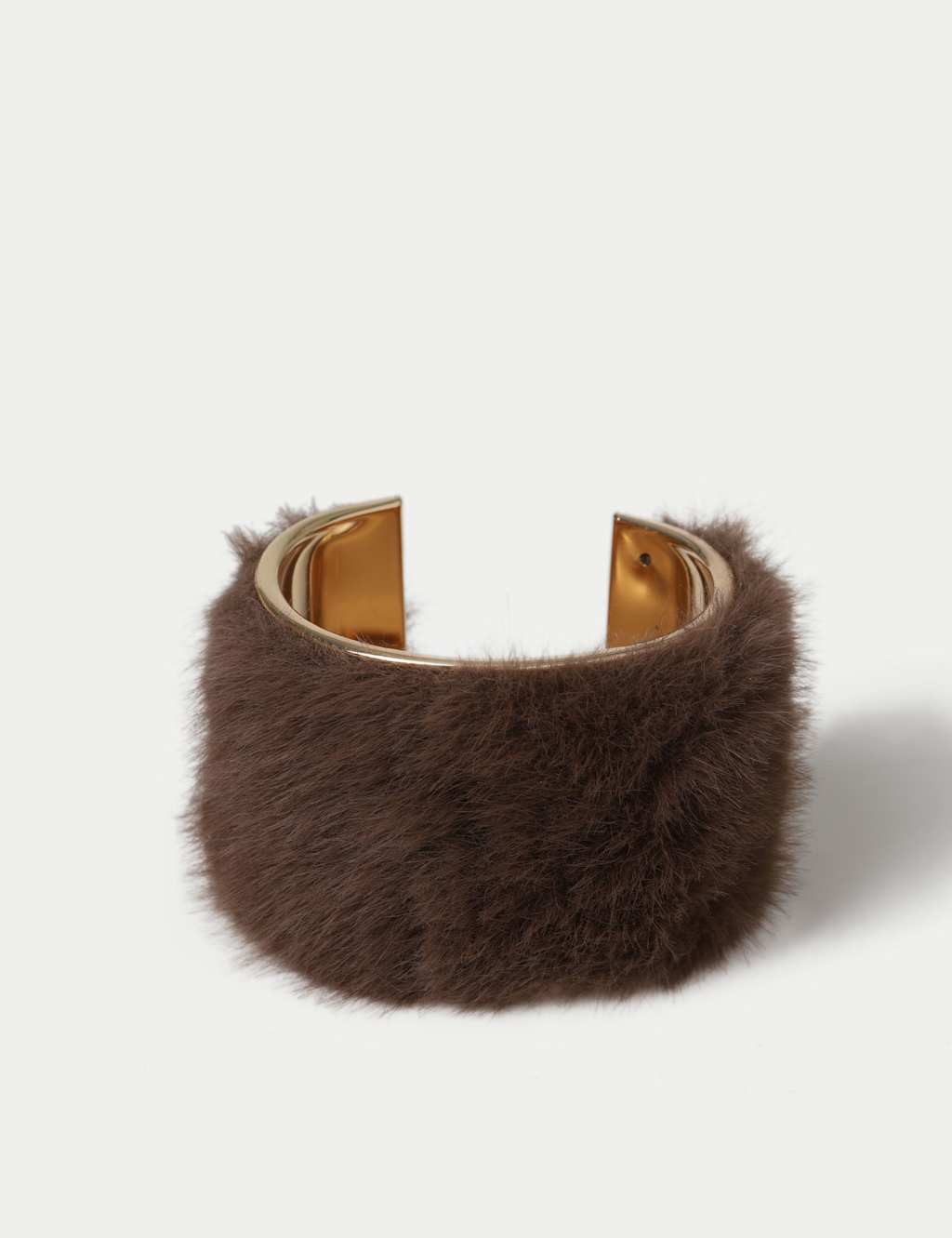 M&S Faux Fur Cuff Bracelet Brown