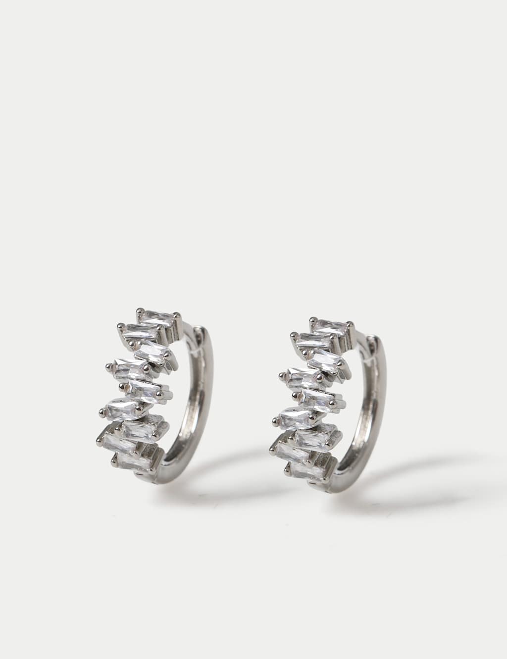 M&S Cubic Zirconia Baguette Stone Earrings Silver