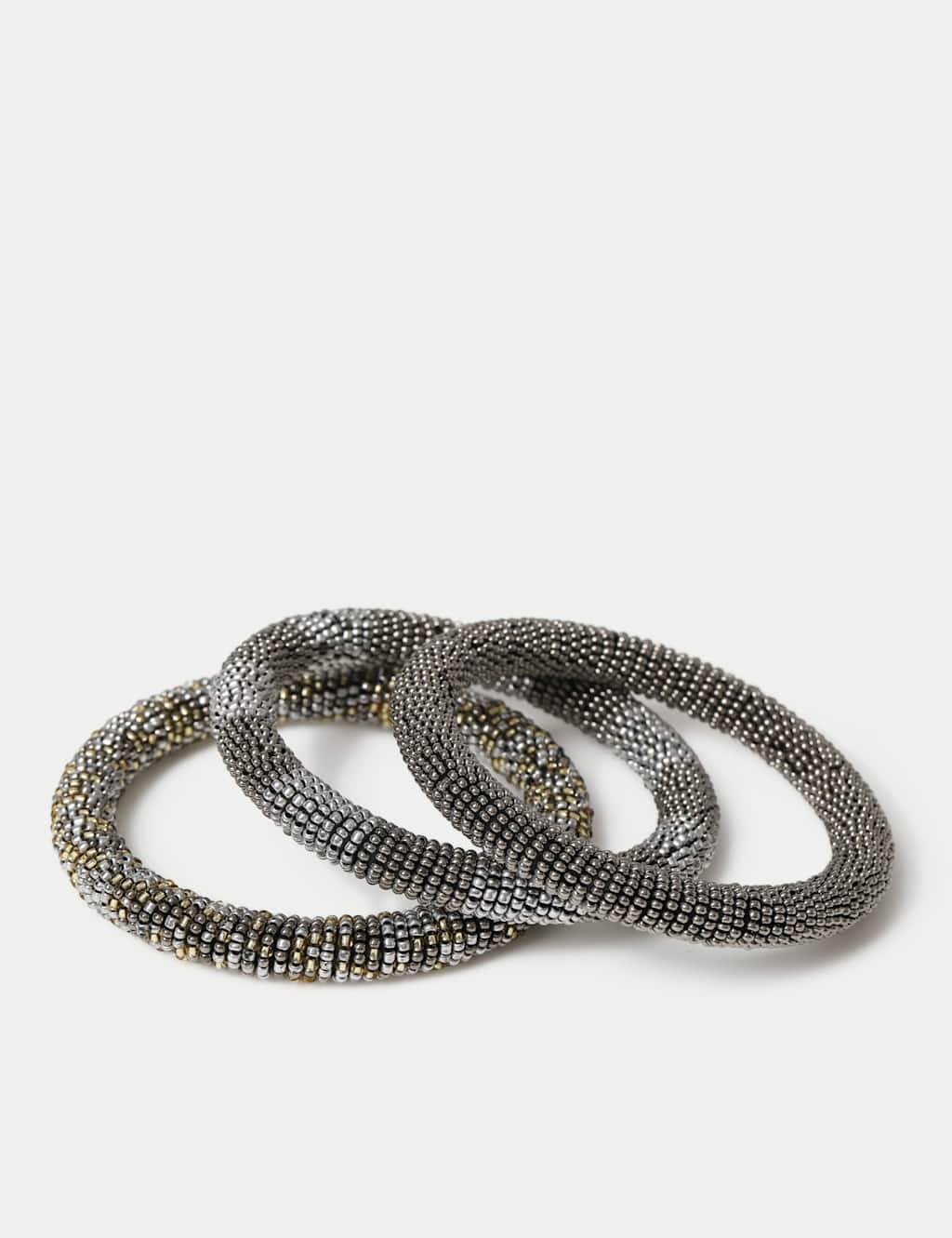 Per Una Per Una 3 Pk Beaded Bangle Multipack Grey