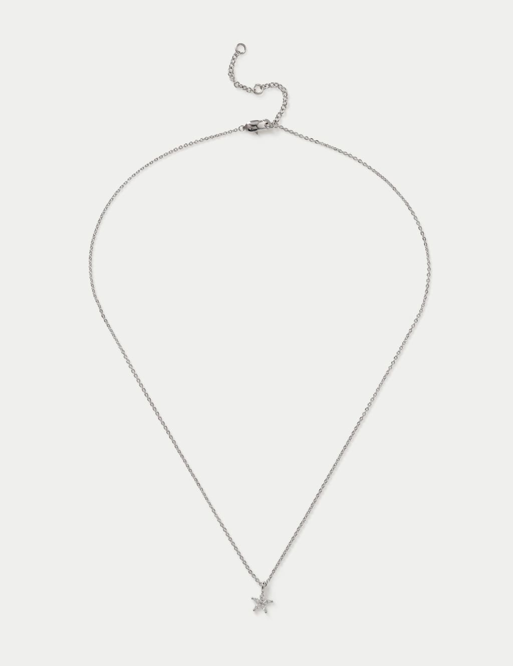 M&S Platinum Cubic Zirconia Flower Necklace Silver