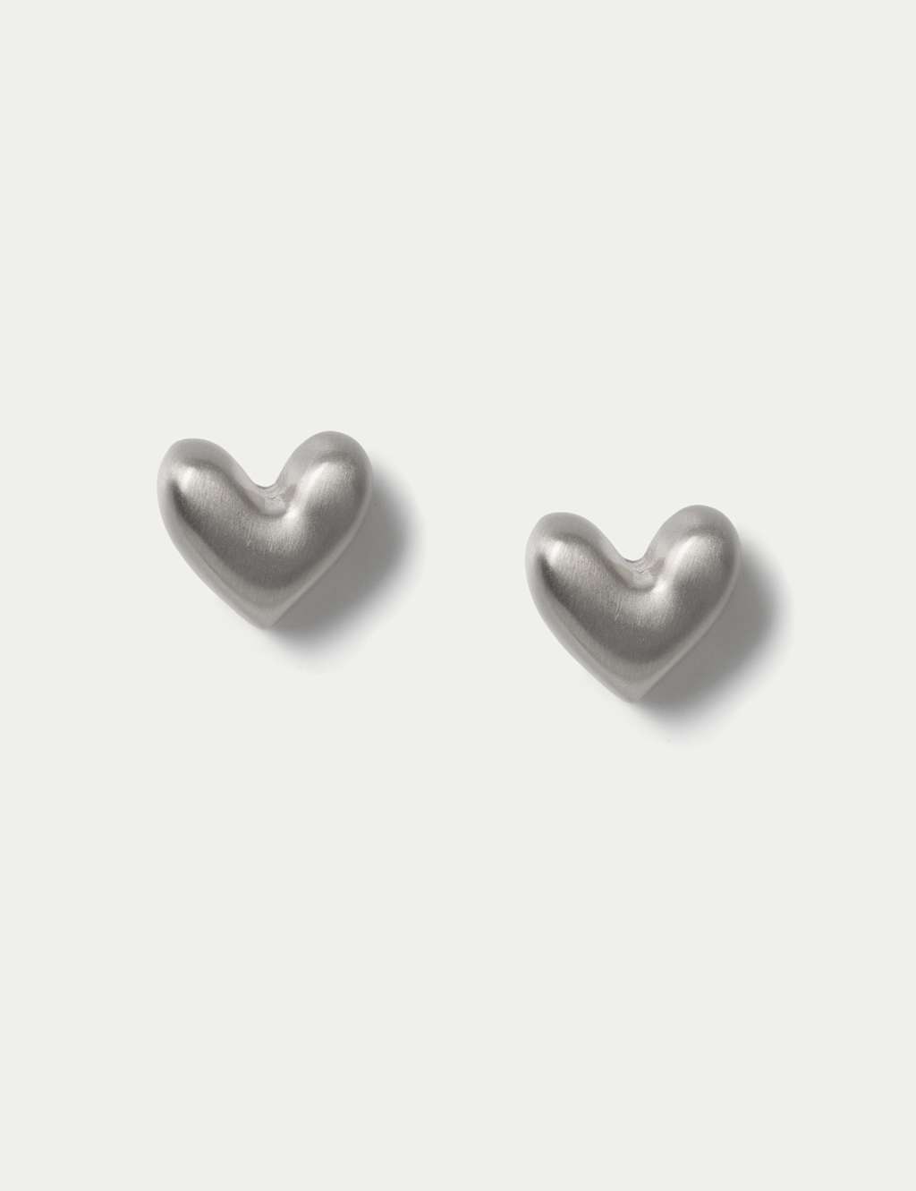 M&S Brushed Heart Stud Earrings Silver