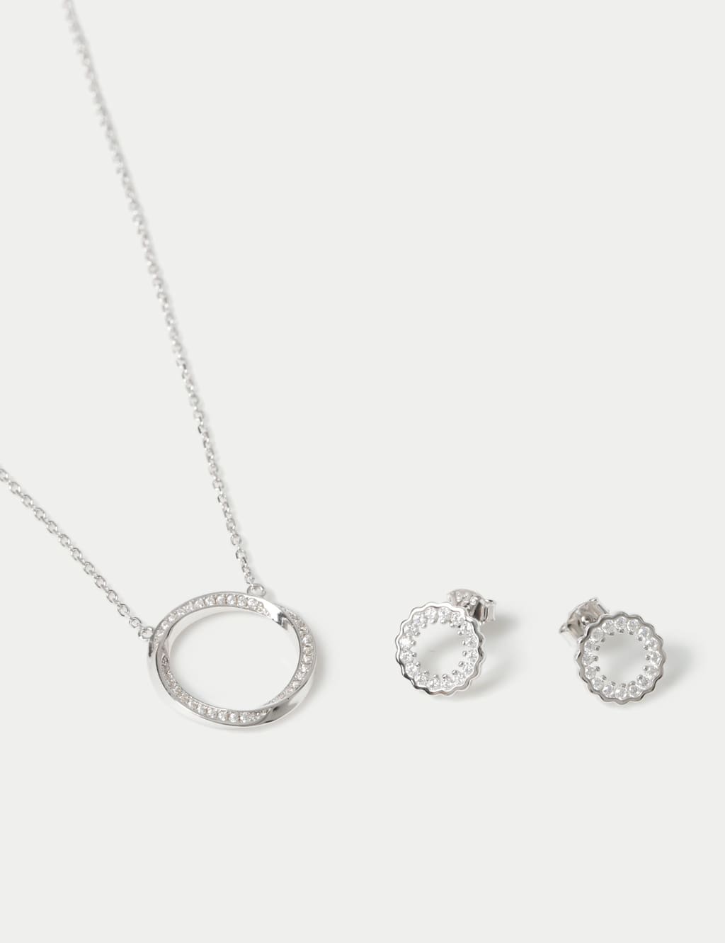 M&S Women's Sterling Silver Earring Necklace Set