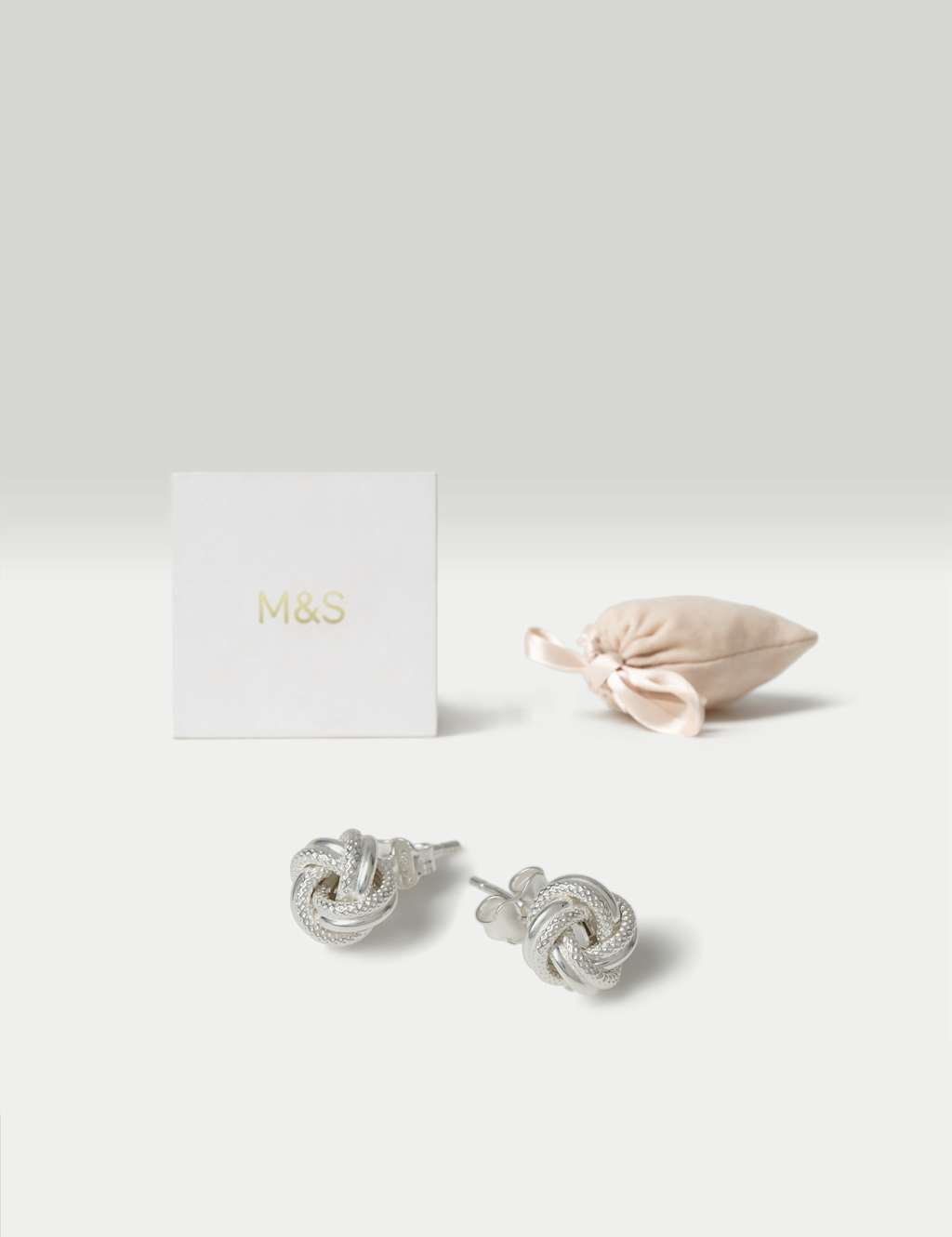 M&S Sterling Silver Knot Stud Earrings Silver