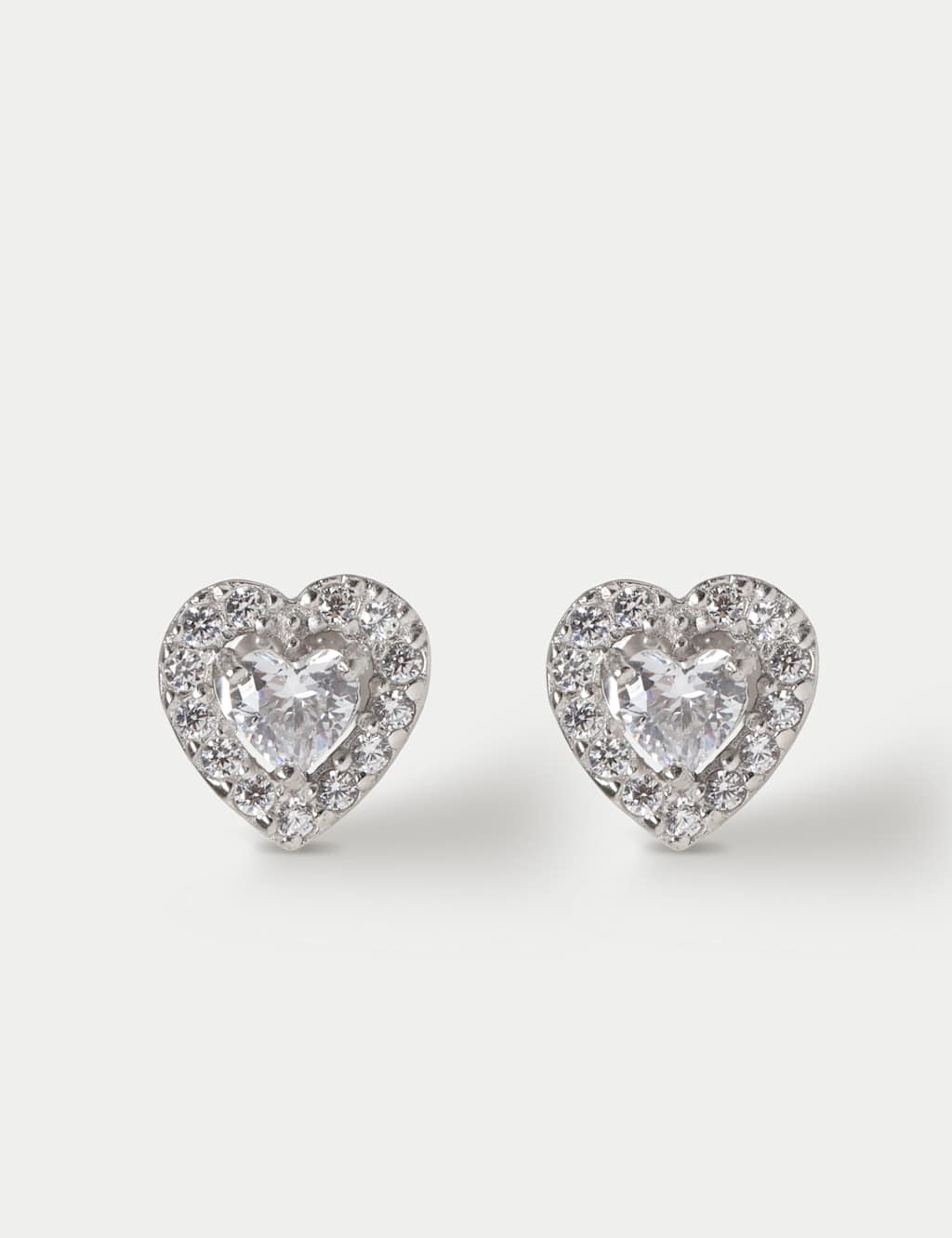 M&S Women's Sterling Silver Heart Stud Earrings