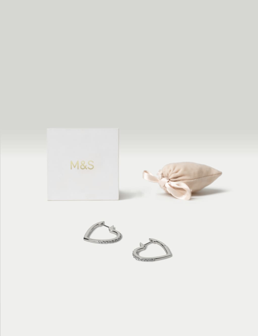 M&S Sterling Silver Heart Hoop Earrings Silver