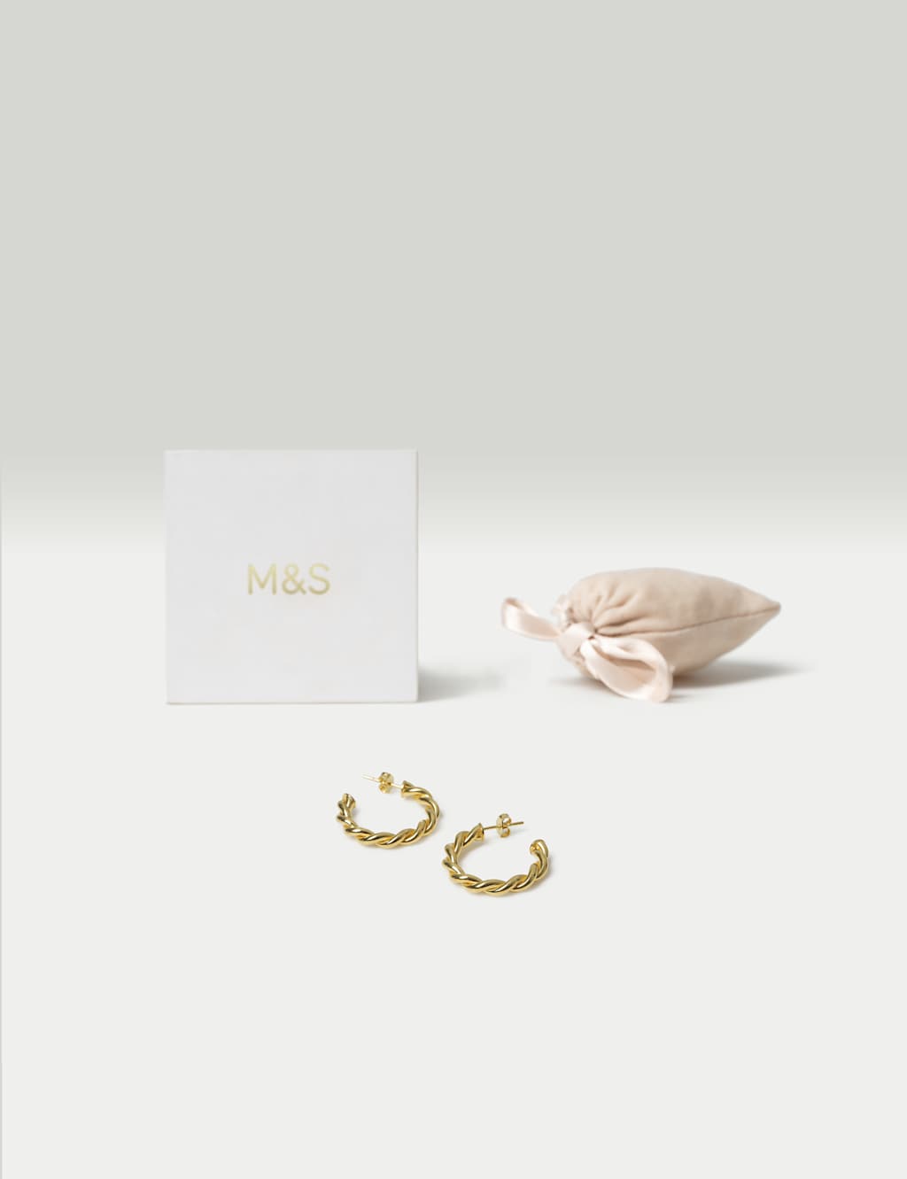 M&S Sterling Silver Twist Detail Earrings Gold