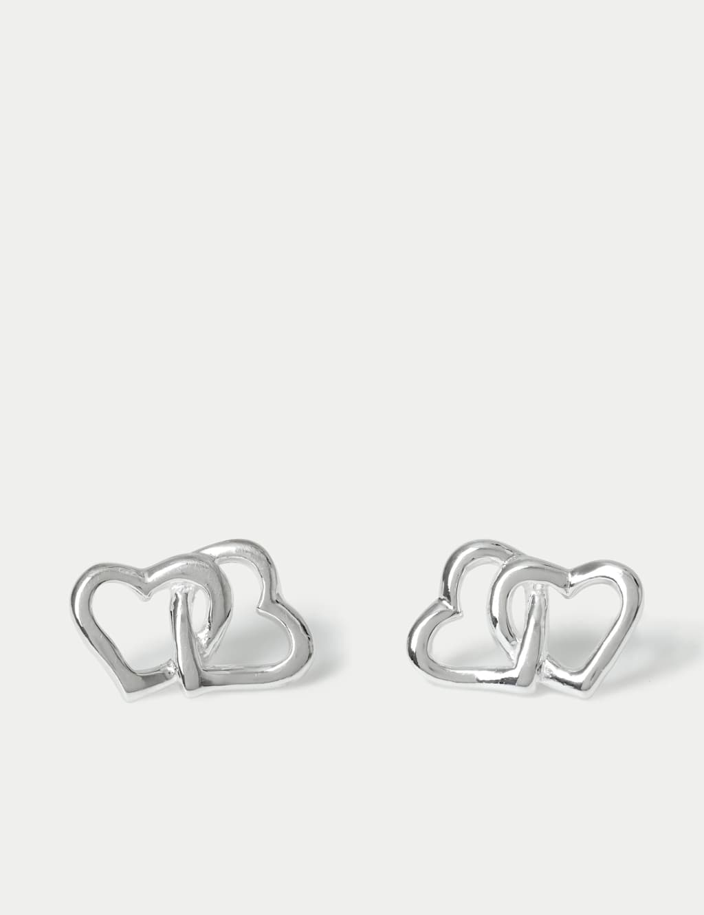M&S Sterling Silver Heart Stud Earrings Silver