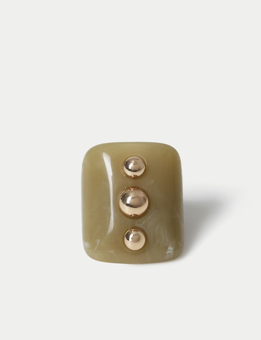 Women's Studded Chunky Resin Ring - Small-Medium - Green - Available at M&S