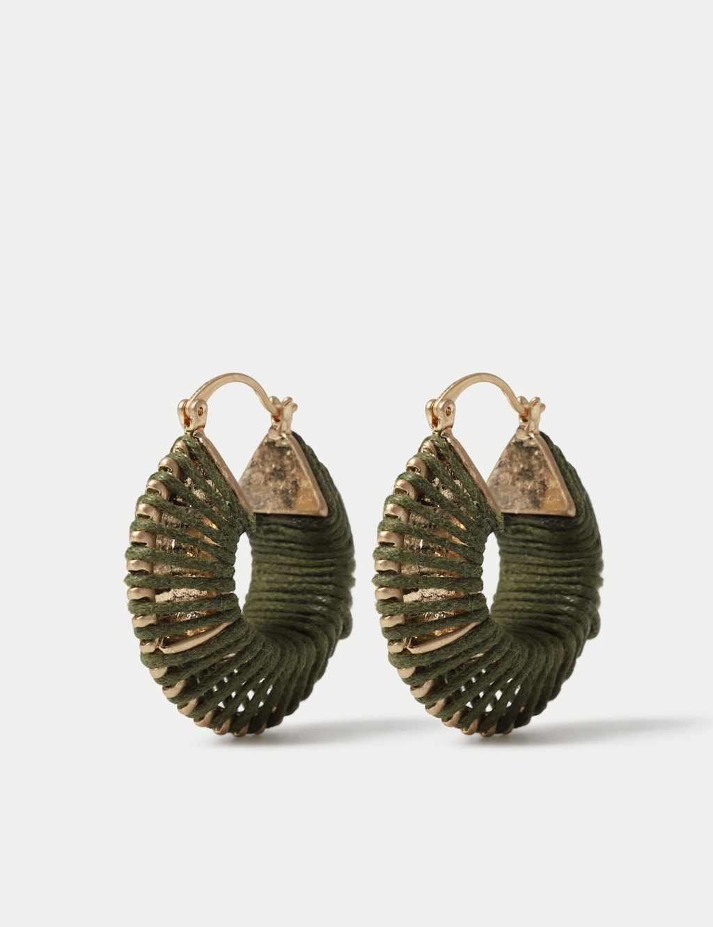 M&S Women's Woven Wrapped Hoop Earrings - Green
