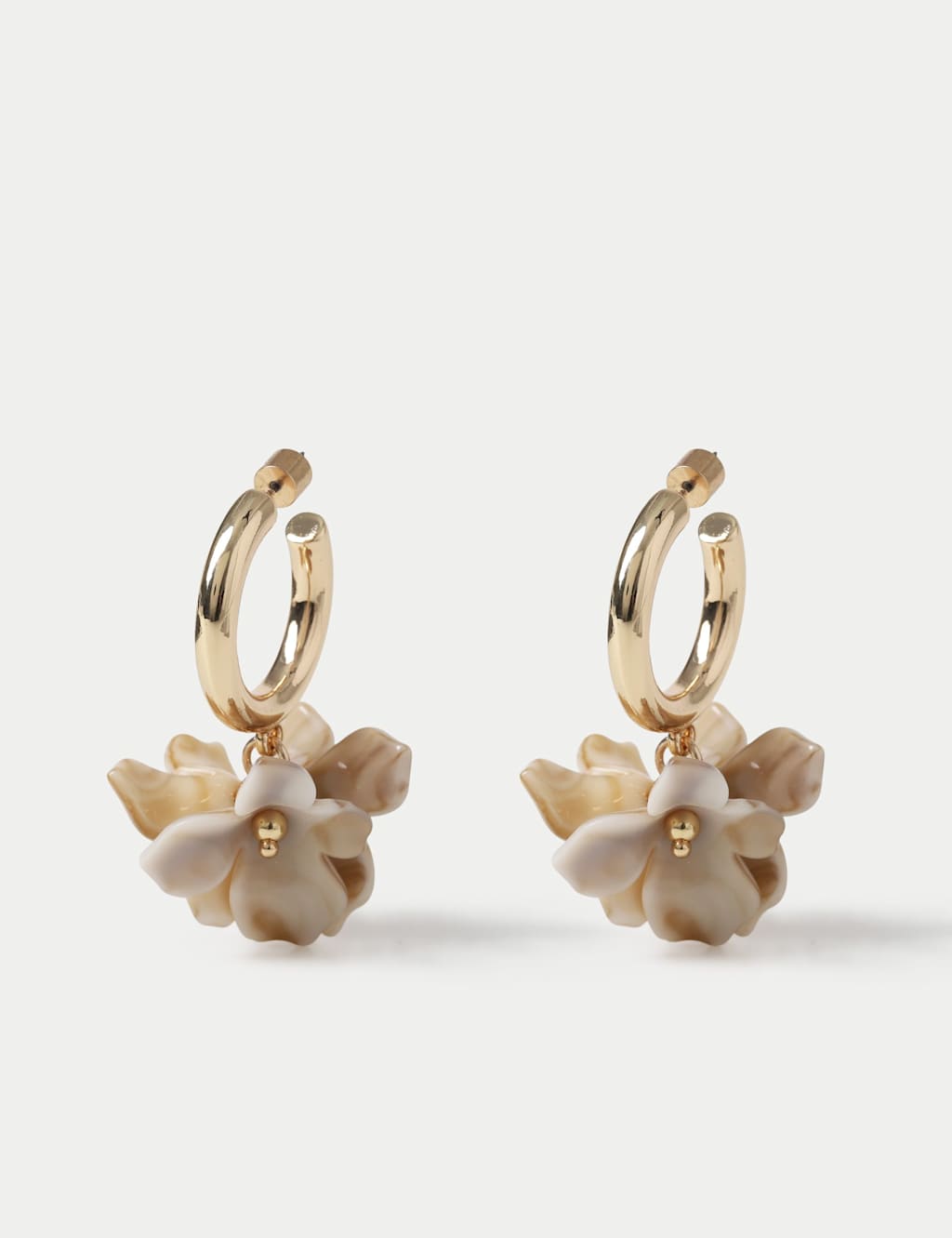 M&S Women's Resin Drop Floral Drop Earrings - Gold