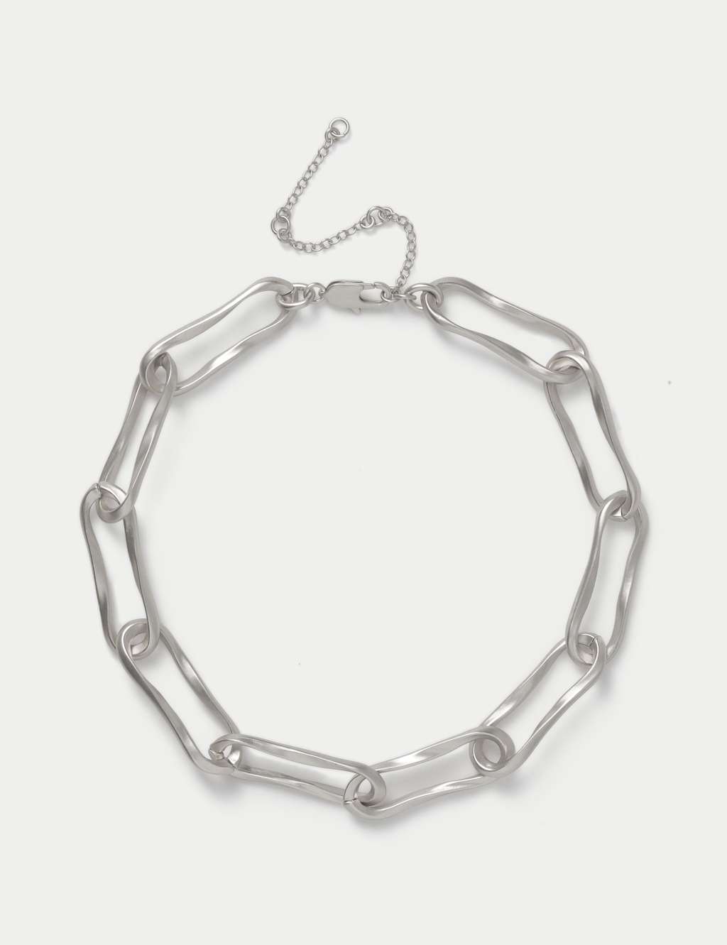 M&S Women's Irregular Textured Link Necklace - Silver