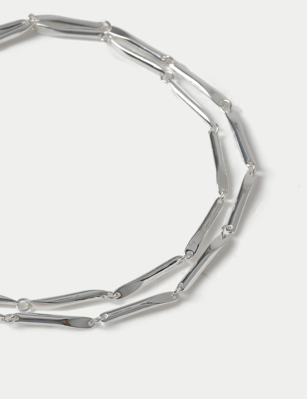 M&S Women's Diamond Chain Multirow Necklace - Silver