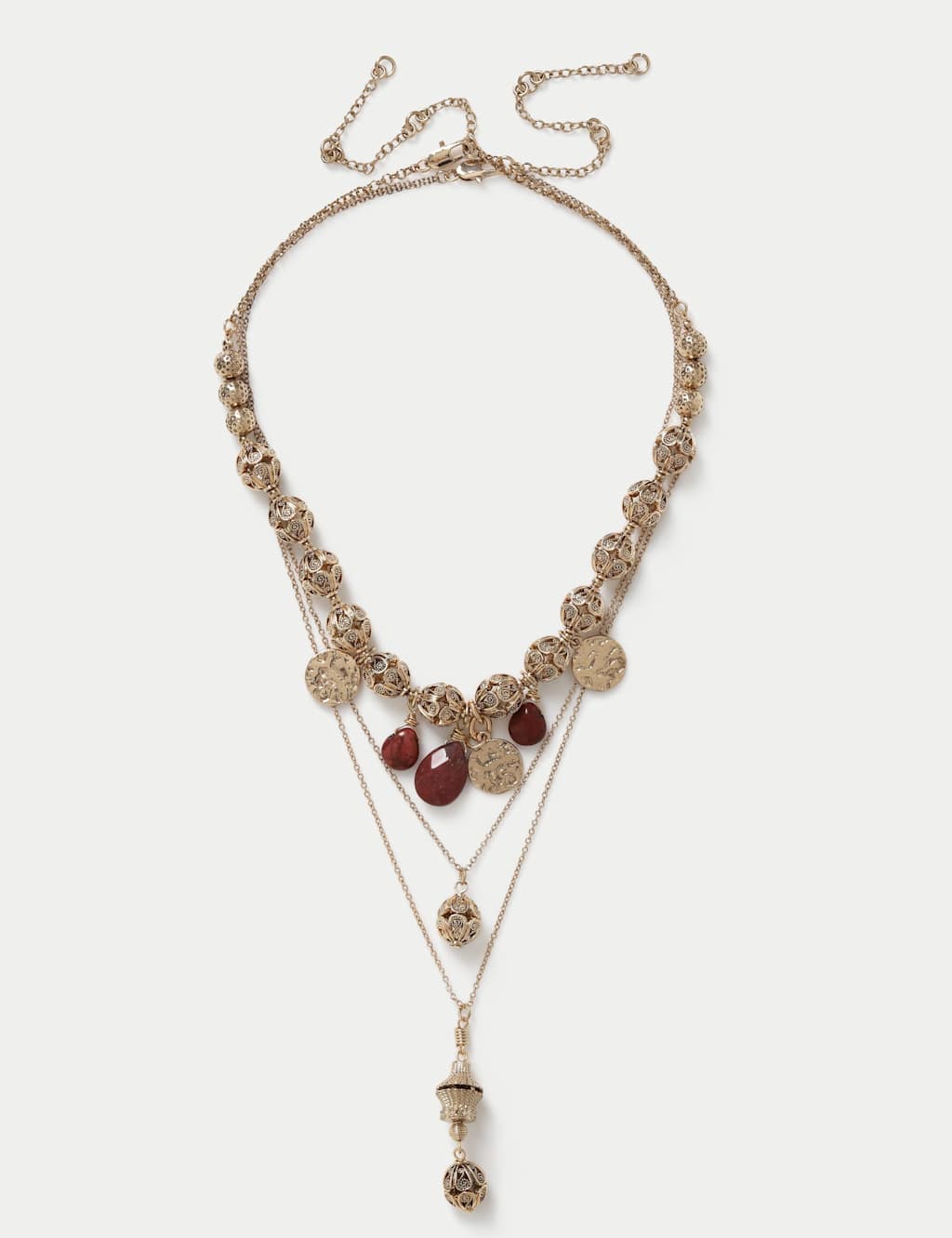 M&S Women's Multirow Filigree Necklace - Gold
