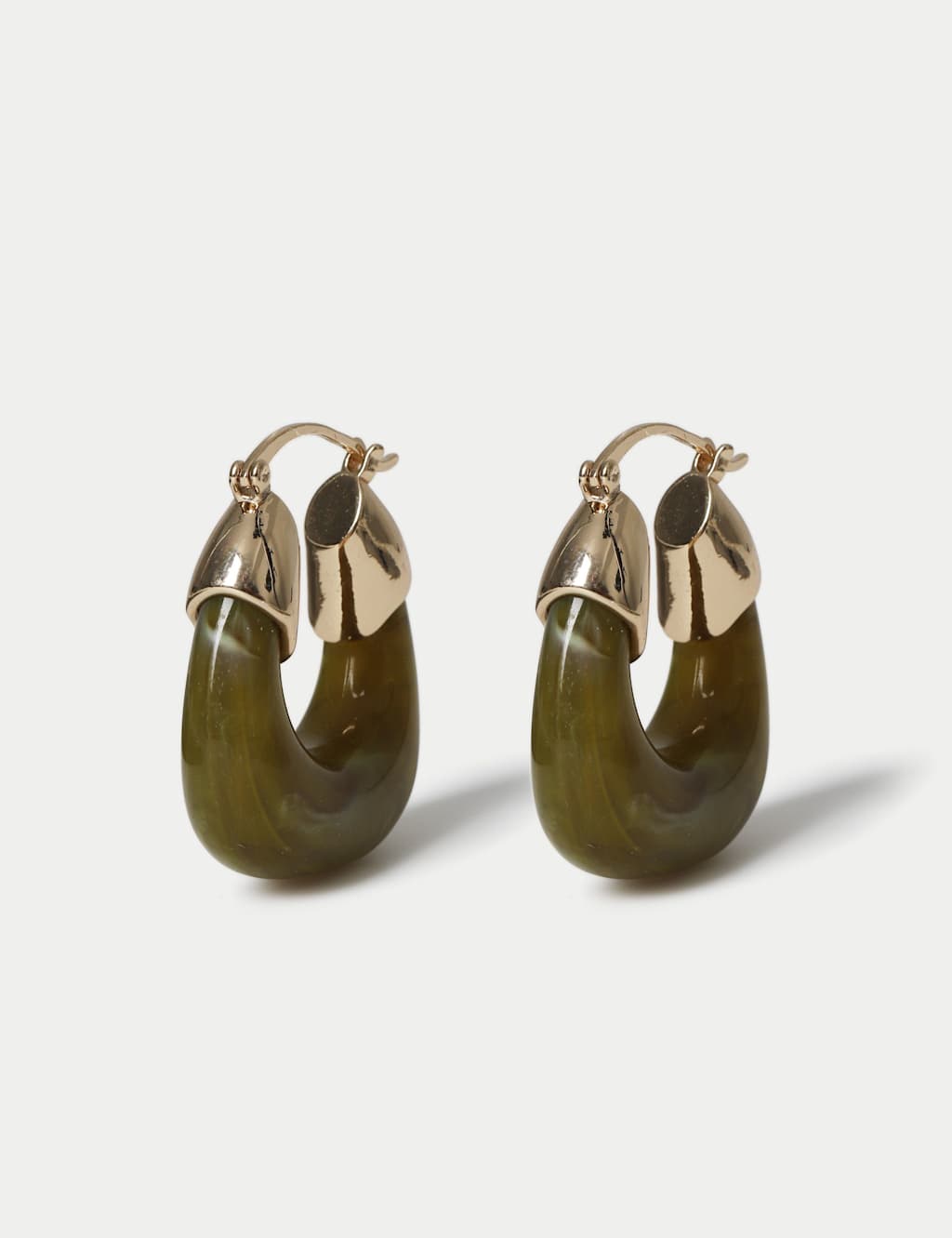 M&S Women's Chunky Resin Hoop Earrings - Green