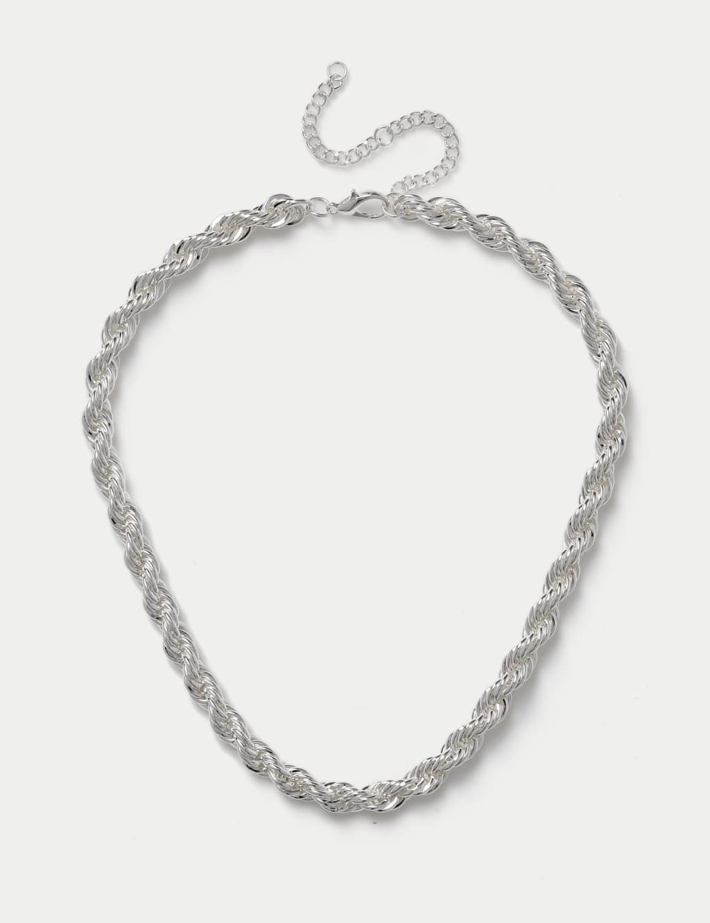 M&S Women's Chunky Twist Rope Necklace - Silver