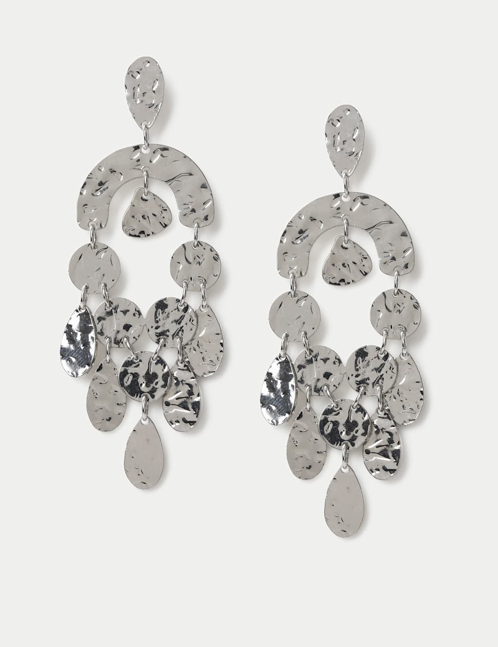 M&S Women's Molten Chandelier Earrings - Silver