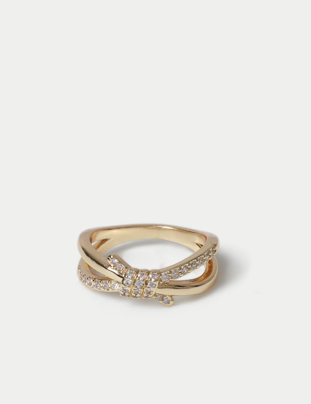 M&S Women's 14ct Gold Plated Knot Ring - Small-Medium