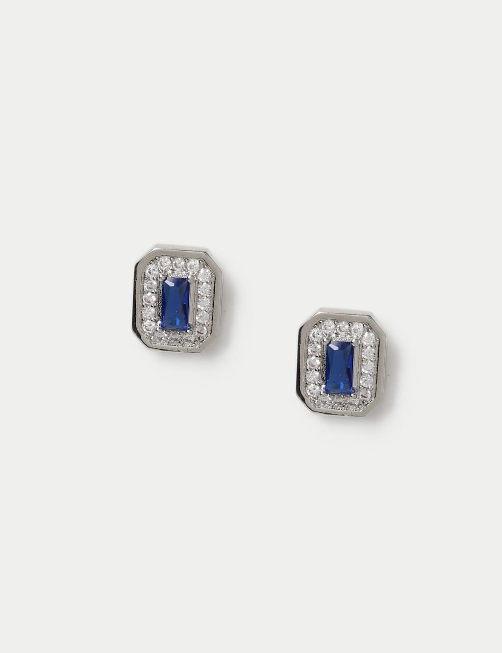 M&S Women's Platinum Plated Rectangle Earrings - Silver