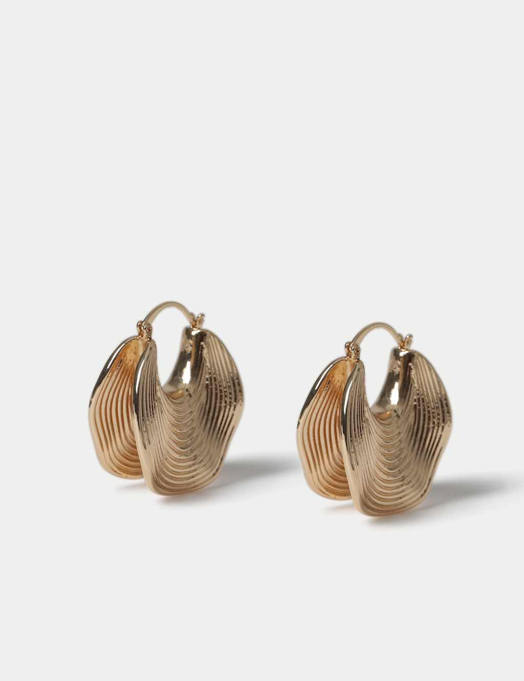 M&S Women's Double Ridge Hoop Earrings - Gold