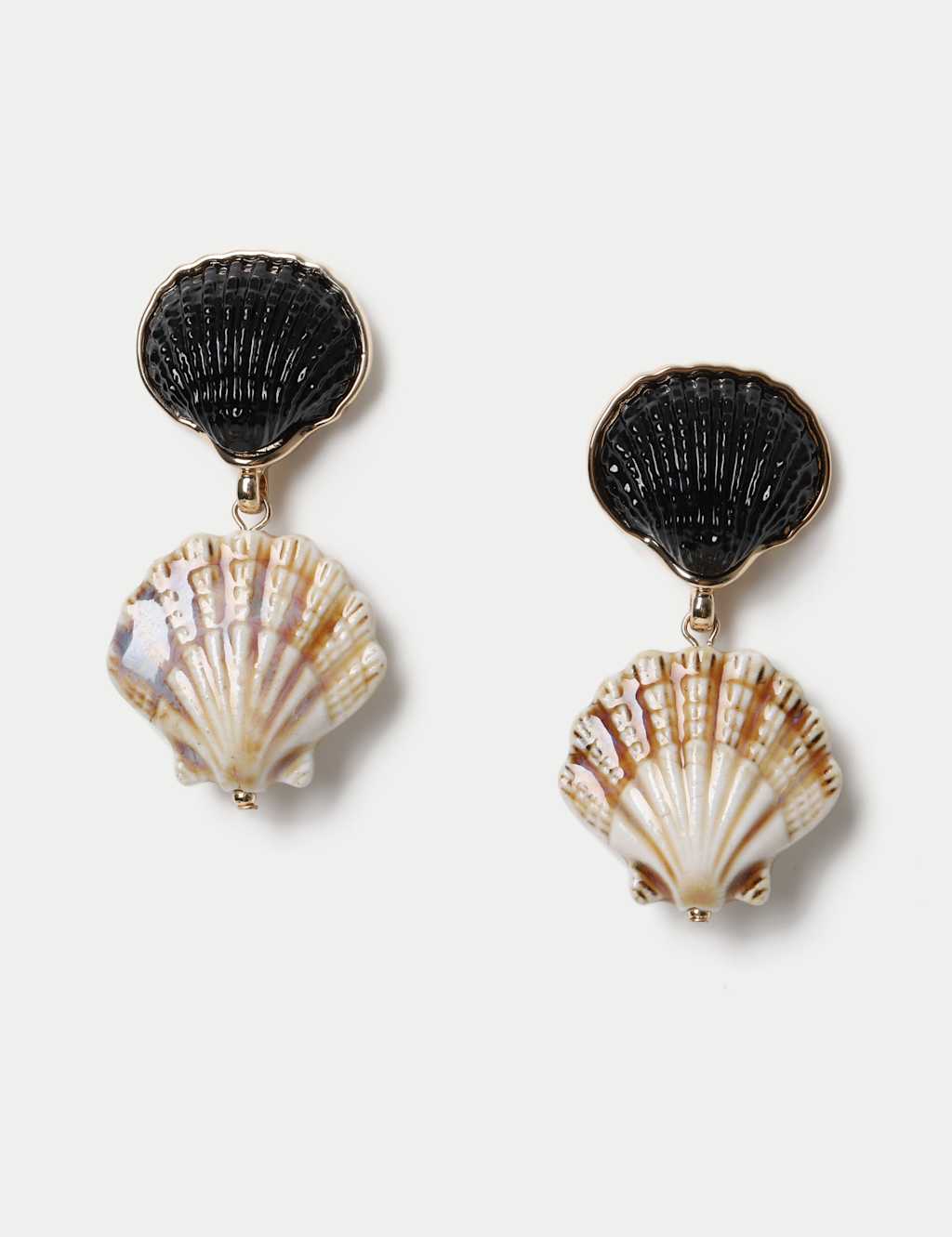 M&S Women's Double Shell Drop Earrings - Gold