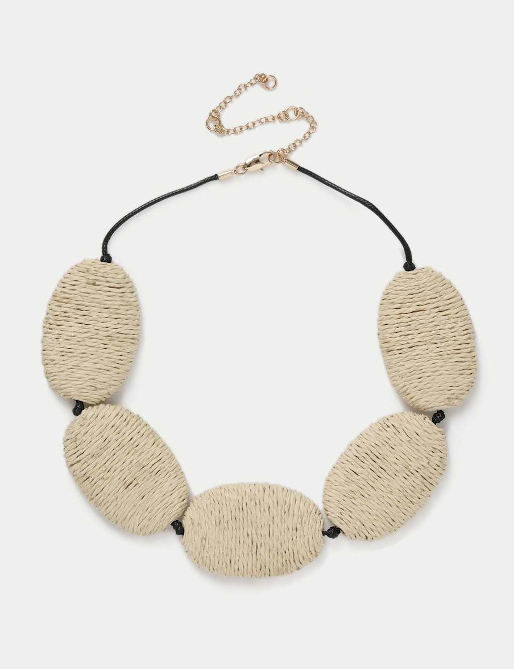 M&S Women's Raffia Oval Wrapped Necklace - Beige