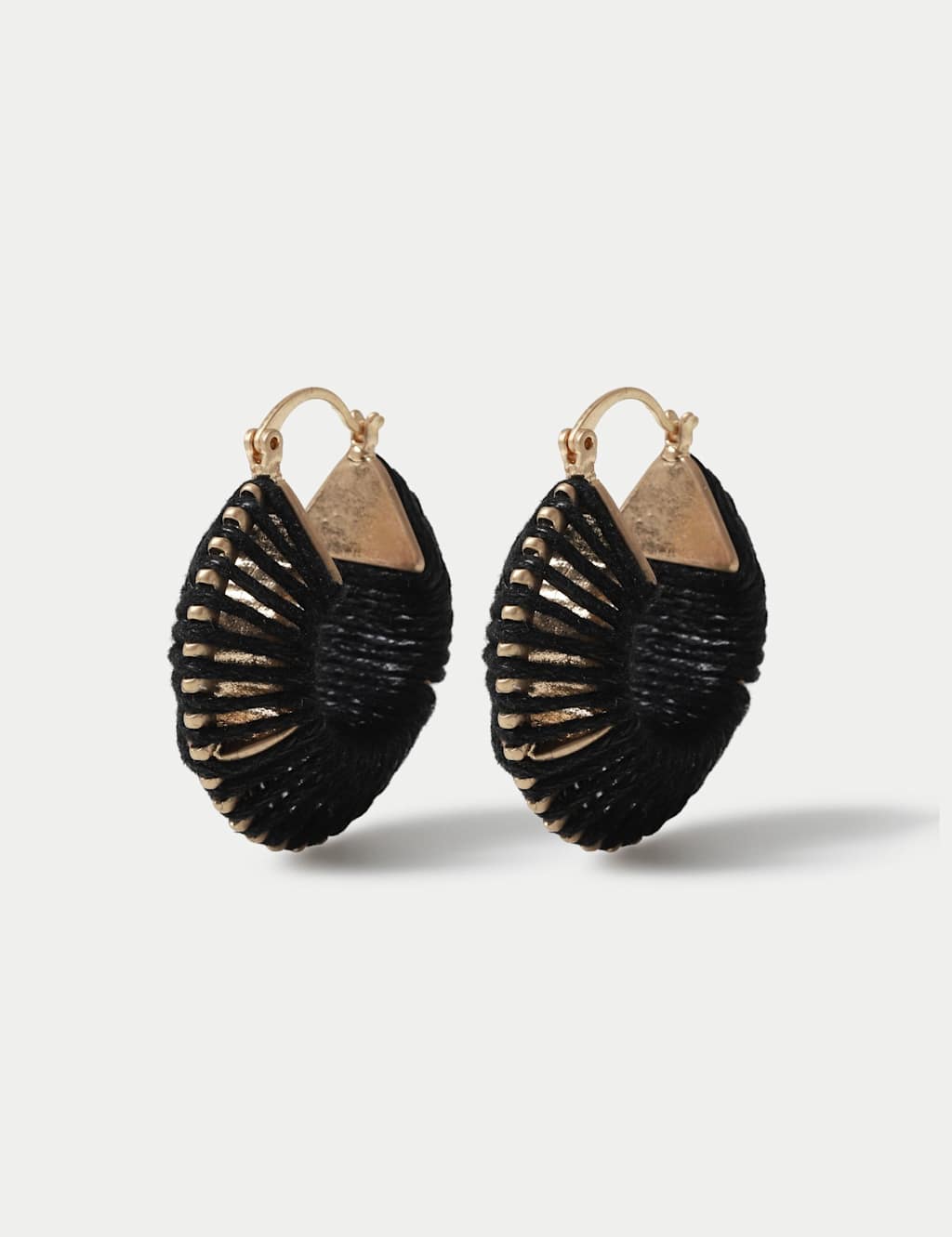 M&S Women's Woven Wrapped Hoop Earrings - Black