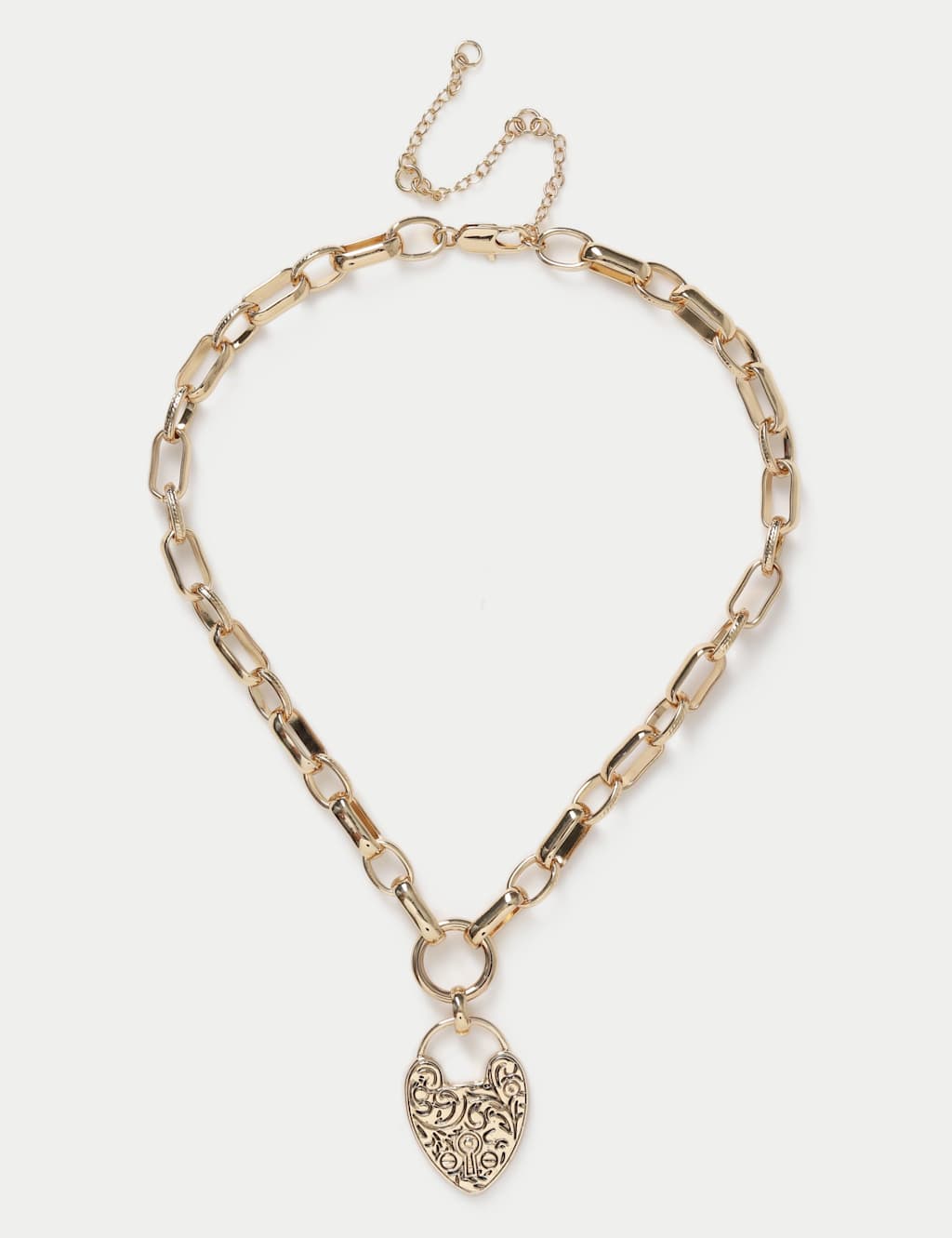 M&S Women's Heart Engraved Pendant Necklace - Gold