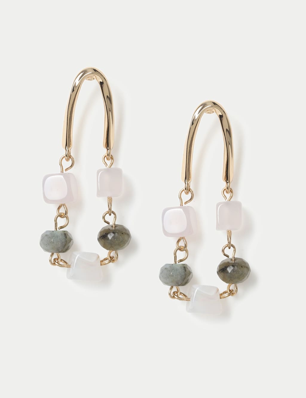 M&S Women's Natural Stone Cascade Earrings - Gold