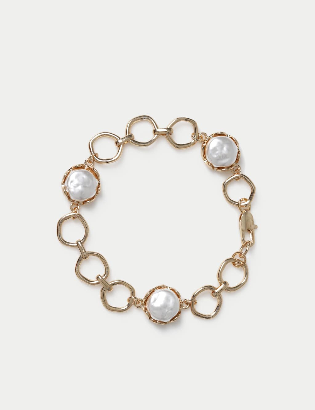 M&S Women's Pearl Effect Chain Bracelet - Gold